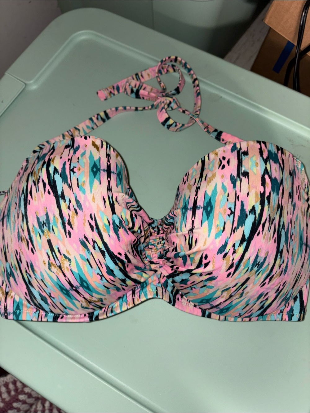 Shade & Shore Pink Multi-Print Bikini Top
